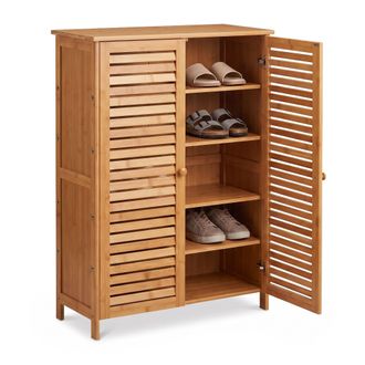 Relaxdays Relaxdays Zapatero Bamb&uacute;, 5 Compart., 15 Pares, 87,5&times;66&times;33 Cm, Armario Ba&ntilde;o, Mueble Auxiliar, Natural