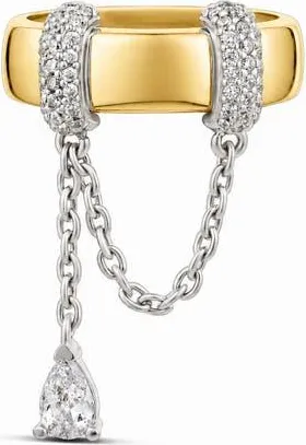 SHYMI Statement Pav&eacute; Chain Ring in Gold/silver at Nordstrom, Size 8