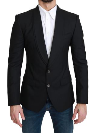 Dolce & Gabbana Mens Black Single Breasted Formal Wool Blazer - Multicolour Virgin Wool - Size Small