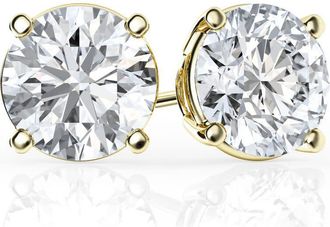 Grown Brilliance 5 Carat Round Lab Grown Diamond Stud Earrings in 14K Yellow Gold