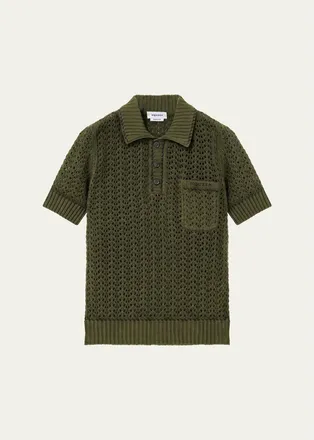 Alexander McQueen Mens Cotton Crochet Pocket Polo Shirt
