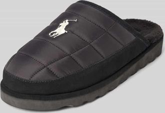 Polo Ralph Lauren Hausschuhe mit Steppnähten und Label-Stitching in Black, Größe 42