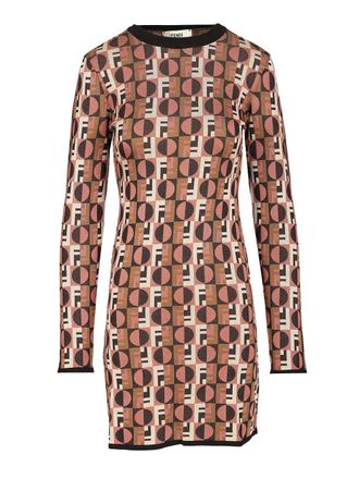 Fendi Pink Jacquard Viscose Dress Abiti Multicolor-Donna