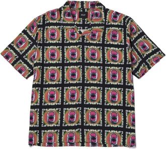 HUF Zwarte Pop Top Rayon Geweven Shirt - Heren - Korte mouwen Overhemden - Veelkleurig - L - Rayon - Overhemden