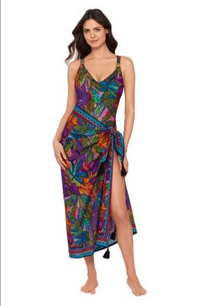 Magic Suit By Miraclesuit Cactus Flower Cotton Cover-Up Pareo in Orange Multi at Nordstrom