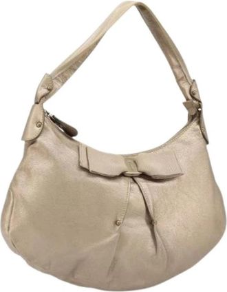 Ferragamo Pre-owned Shoulder Bag - Dames - Vintage Schoudertas - Beige - ONE Size - Leer - Vintage