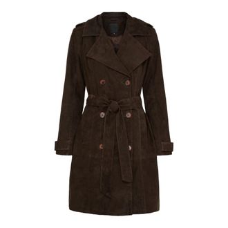 Notyz Notyz - Klassieke su&egrave;de trenchcoat - Dames - Mantels - Bruin - Maat: 2XL Su&egrave;de