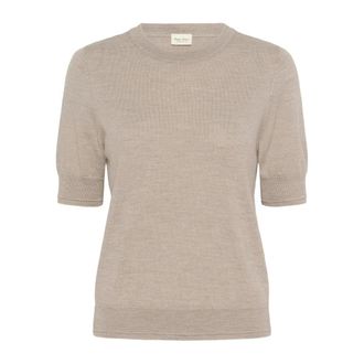 Part Two Natuurlijke Melange Gebreide Trui - Dames - Ronde hals truien - Beige - L - Wol - Truien & Vesten