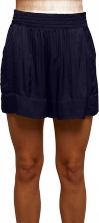 perfectwhitetee Colette Satin Pull On Shorts In Navy
