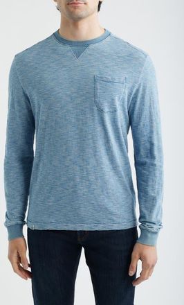 Johnnie-O Spurlin Feeder Stripe Long Sleeve Pocket T-Shirt in Indigo at Nordstrom, Size Xx-Large