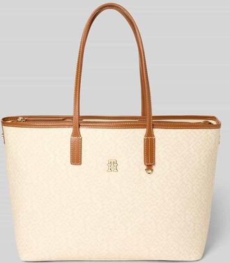 Tommy Hilfiger Shopper mit Logo-Detail Modell MONOPLAY LEATHER in Beige, Gr&ouml;&szlig;e 1
