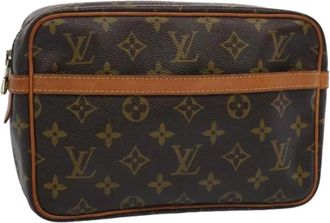 Louis Vuitton Pre-owned Canvas clutches - Dames - Vintage Tassen - Bruin - ONE Size - Leer - Vintage