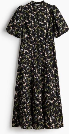 H&M Langes Baumwollkleid - Schwarz