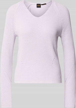 Boss Orange by Hugo Boss BOSS Orange Regular Fit Strickpullover aus reiner Baumwolle Modell C_FARDELLINA in Flieder, Gr&ouml;&szlig;e XL