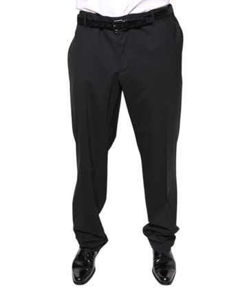 Dolce & Gabbana Black Wool Men Formal Dress Pants Virgin Elastane