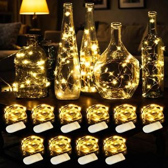OEM 10 Guirnaldas De Luces Led De Color Blanco C&aacute;lido, Cada Una Con 20 Luces Led, Funcionan Con Pilas, Tienen 2 Metros De Largo, Ideales Para Decoraci&oacute;n, 