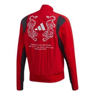 adidas Back Embroidered Pattern Casual Sports Jacket Red FM9972