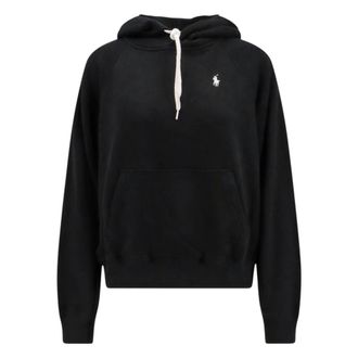 Polo Ralph Lauren Felpa con cappuccio - Dames - Hoodies - Zwart - L - Katoen - Hoodies & sweatvesten