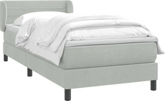 vidaXL Cama Box Spring Con Colch&oacute;n Terciopelo Gris Claro 90x210 Cm Vidaxl