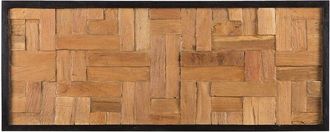 Beliani Decoración de pared de madera clara de teca 40 x 100 cm rectangular estilo rústico Toluca