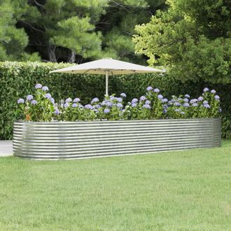 Berkfield Home Garden Raised Bed Silver 447x140x68 cm Powder-coated Steel | Size: 447 x 140 x 68 cm