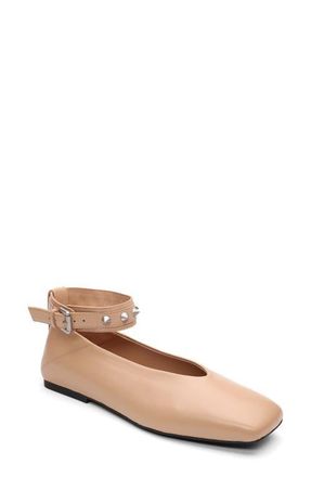 Ash Best Studded Ankle Strap Flat in Sand at Nordstrom, Size 10Us
