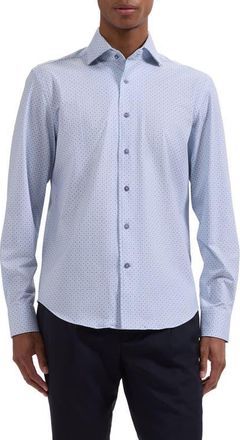 Bugatchi Devon OoohCotton Tile Geo Print Button-Up Shirt in Ether at Nordstrom, Size Xxx-Large