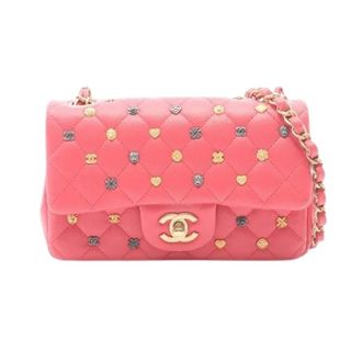 Chanel Pre-owned Mini Matelasse Icon Charm Lambskin Shoulder Bag - Dames - Pre-owned - Roze - Maat: ONE Size Leer
