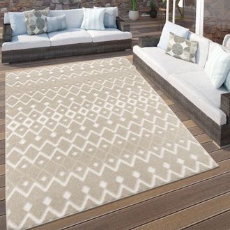 Paco Home Paco Home - Alfombra Cocina Terraza Jardin Boho Chic Nordica Dibujo Geometrico 3D Beige 200x290 cm