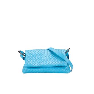 Bottega Veneta Pre-owned Woven Leather Crossbody Bag - Dames - Pre-owned - Blauw - Maat: ONE Size Leer