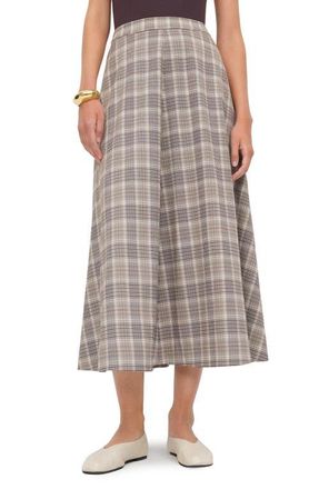 Reformation Peony Plaid Flare Skirt in Brown Check at Nordstrom, Size 12
