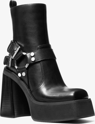 Michael Kors Crosby Leather Platform Moto Boot