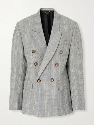Victoria Beckham Blazer Doppiopetto In Lana A Quadri - Grigio