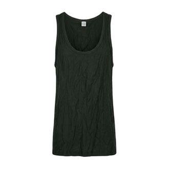 Toteme Sleeveless Tops, female, Green, Size: S Crinkled Cotton Tank