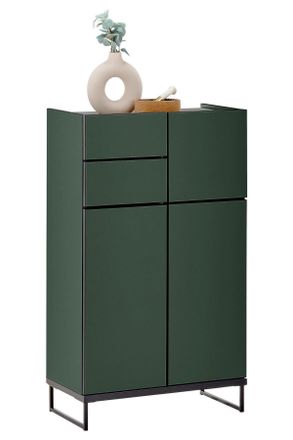 MID.YOU Mid.you Midischrank, Grün, Schwarz, Holzwerkstoff, 2 Fächer, 2 Schubladen, 60x102x31 cm, stehend, Badezimmer, Badmöbel, Midischränke