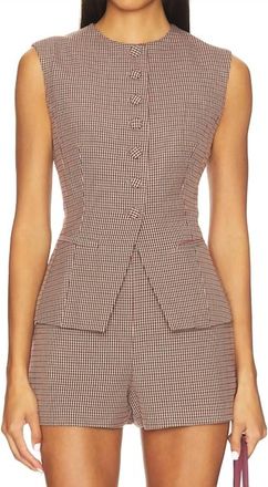 Astr Gisselle Midweight Twill Vest In Brown Wine Plaid