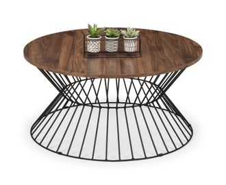 Netfurniture Manhattan Round Wire Coffee Table - Walnut