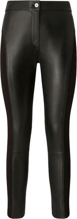 Pinko Cropped Leather Trousers With Matte Fabric Accents