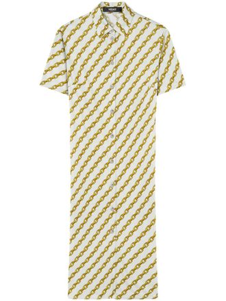 Versace Chain Stripes midi shirt dress - women - Fabric - 38 - Neutrals