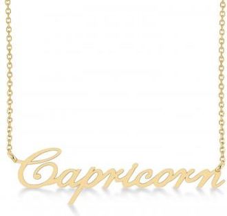 Allurez Capricorn Zodiac Text Pendant Necklace 14k Yellow Gold