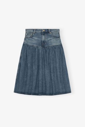 Ganni Blue Mid Washed Denim Skirt - Size 10/12 Organic Cotton