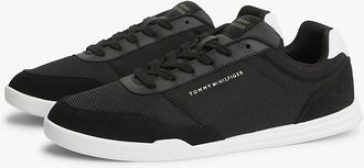 Tommy Hilfiger Mens Mixed-Media Low-Top Cupsole Sneaker - Black - US 10 / EU 43