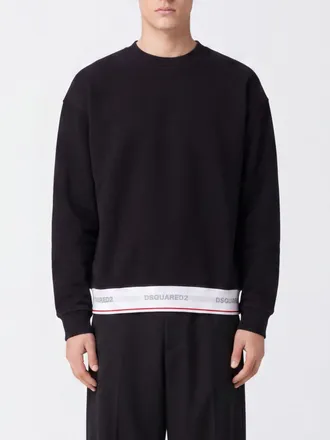 Dsquared2 Felpa girocollo in cotone con logo jacquard e vestibilit&agrave; relaxed