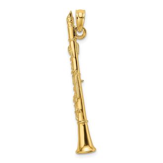 Diamond2Deal 14k Yellow Gold 3-D Clarinet Charm