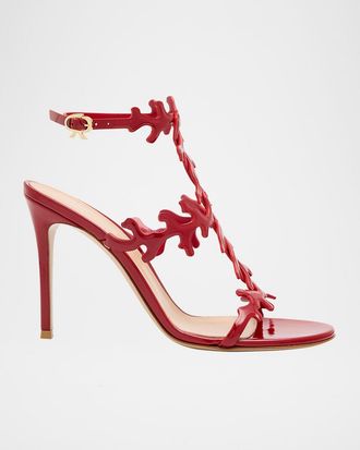 Gianvito Rossi 95mm Coral Patent Leather Sandals