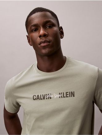 Calvin Klein Jeans Calvin Klein Mens New York Script Logo Graphic Classic T-Shirt - Green - 2XL