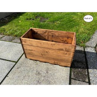 Charles Taylor Trading Multi Pack of 3 - Regular Open Berwick Trough - L25 x W52.5 x H30.5 cm in Light Brown