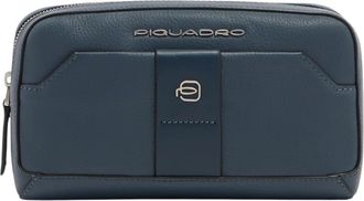 Piquadro Leren Clutch met Schouderband & Telefoonvakje - Heren - Schoudertassen - Blauw - ONE Size - Katoen - Tassen