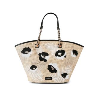 Carvela Womens Giorgia Flower Tote Bag - Black Fabric - One Size
