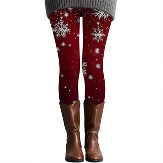 Generic Christmas Leggings for Women High Waisted Workout Athletic Candy Cane Leggings Elastic Waist Soft Comfy Pajama Santa Claus Printed Xmas Pants Festive 